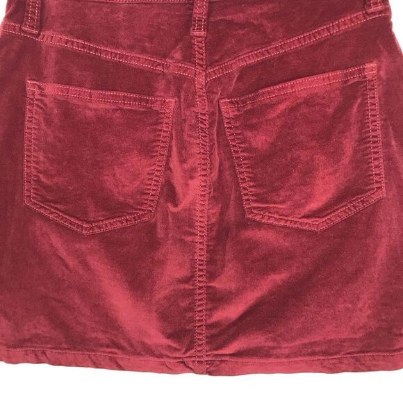 Madewell Deep Red Velvet Stretch Denim Straight Mini Skirt - Picture 9 of 15